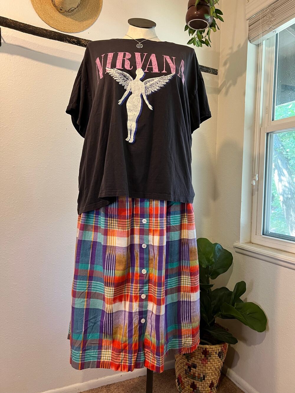Nirvana Gray Worn in Oversized Cotton Short Sleeve Graphic Tee Shirt Size XXL